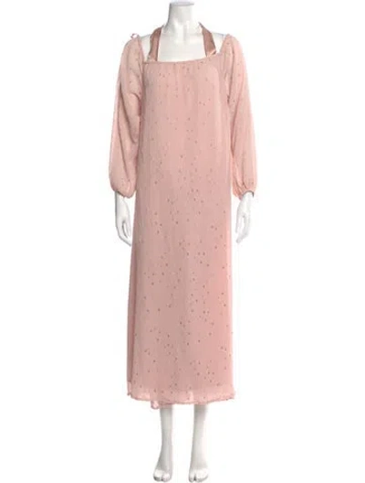 Pre-owned Tory Burch Square Neckline Long Dress In Pink