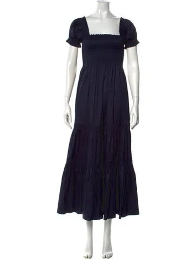 Pre-owned Tory Burch Square Neckline Long Dress W/ Tags In Blue