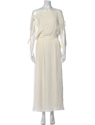 Pre-owned Tory Burch Square Neckline Long Dress In White