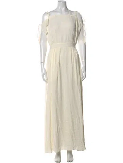 Pre-owned Tory Burch Square Neckline Long Dress In White