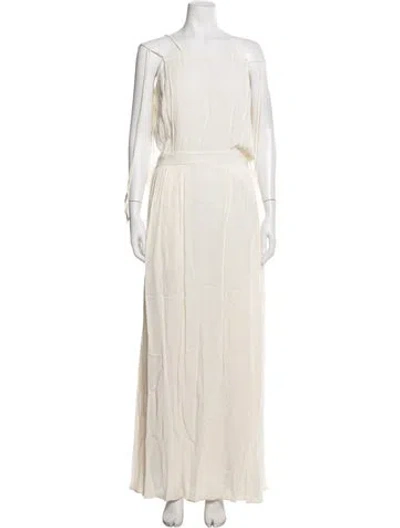 Pre-owned Tory Burch Square Neckline Long Dress In White