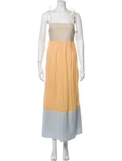 Pre-owned Tory Burch Square Neckline Long Dress In Yellow
