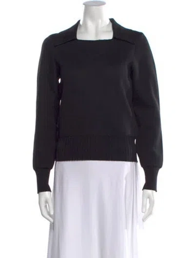 Pre-owned Tory Burch Square Neckline Long Sleeve Sweatshirt In Black