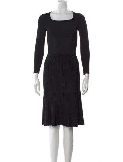 Pre-owned Tory Burch Square Neckline Midi Length Dress In Black