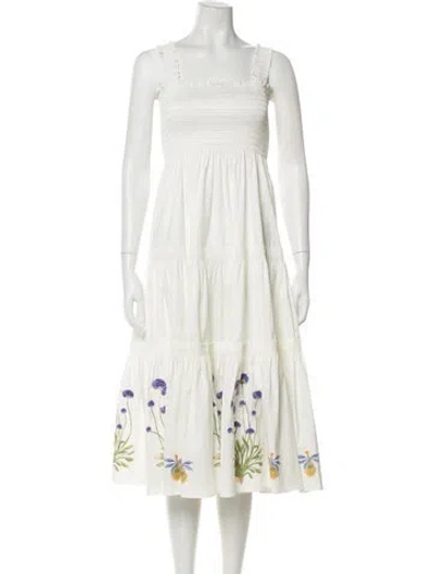Pre-owned Tory Burch Square Neckline Midi Length Dress In Neutral