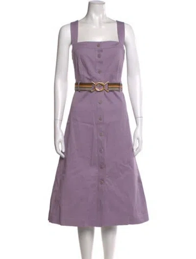 Pre-owned Tory Burch Square Neckline Midi Length Dress In Purple