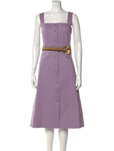 Pre-owned Tory Burch Square Neckline Midi Length Dress In Purple