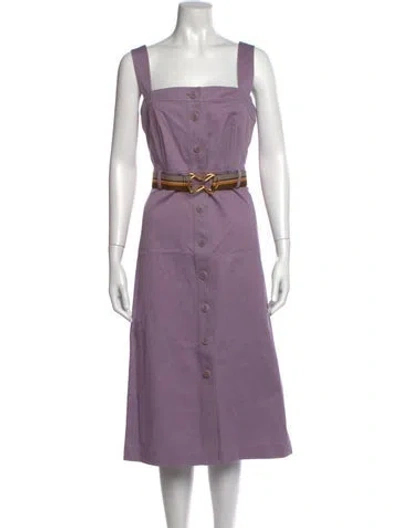 Pre-owned Tory Burch Square Neckline Midi Length Dress In Purple