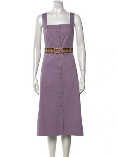 Pre-owned Tory Burch Square Neckline Midi Length Dress In Purple