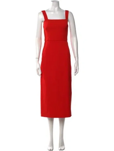 Pre-owned Tory Burch Square Neckline Midi Length Dress In Red