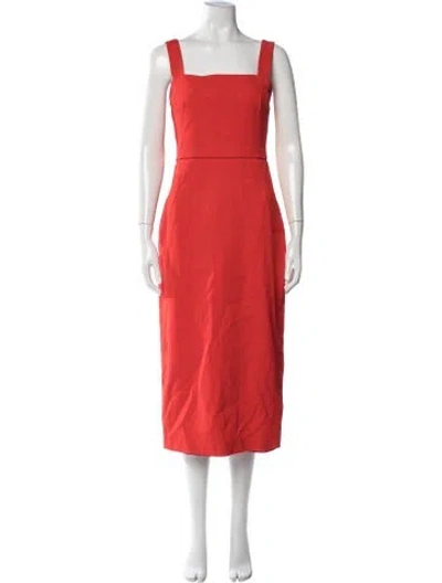 Pre-owned Tory Burch Square Neckline Midi Length Dress In Red