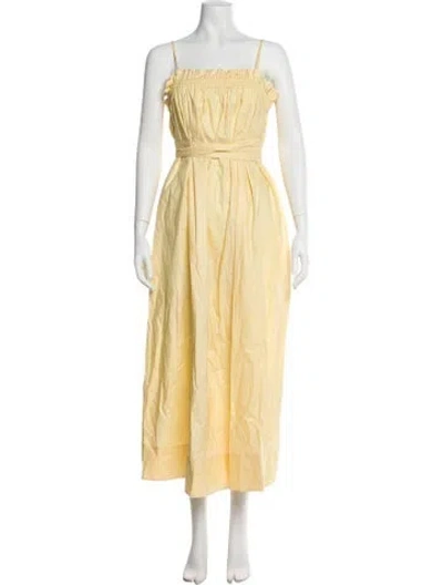 Pre-owned Tory Burch Square Neckline Midi Length Dress In Yellow