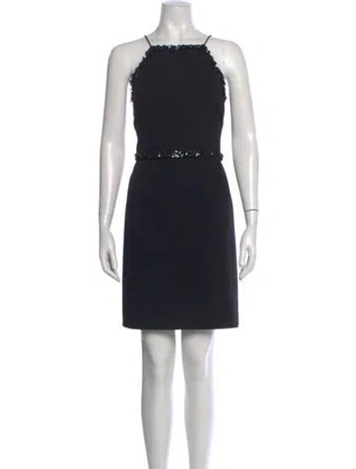 Pre-owned Tory Burch Square Neckline Mini Dress In Black