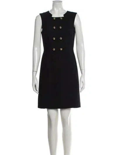 Pre-owned Tory Burch Square Neckline Mini Dress In Black