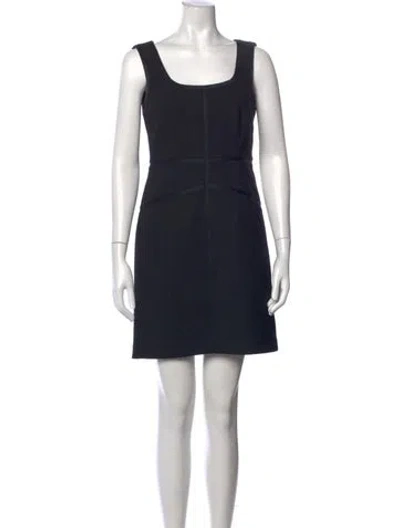 Pre-owned Tory Burch Square Neckline Mini Dress In Black