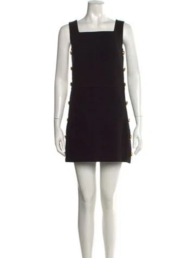 Pre-owned Tory Burch Square Neckline Mini Dress In Black