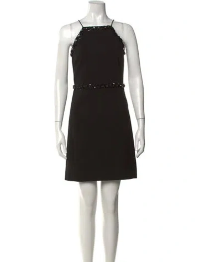 Pre-owned Tory Burch Square Neckline Mini Dress In Black