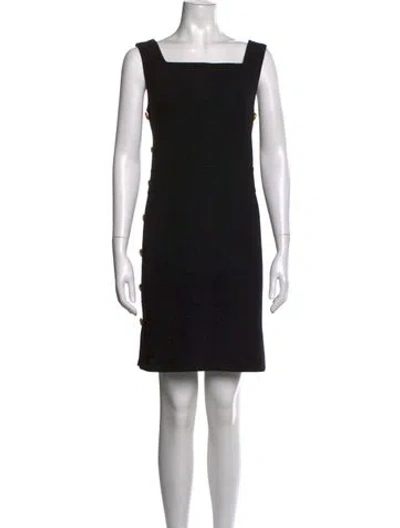 Pre-owned Tory Burch Square Neckline Mini Dress In Black
