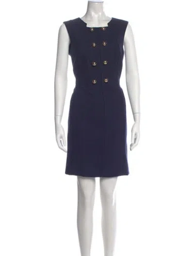 Pre-owned Tory Burch Square Neckline Mini Dress In Blue