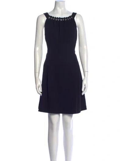 Pre-owned Tory Burch Square Neckline Mini Dress In Blue