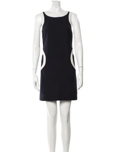 Pre-owned Tory Burch Square Neckline Mini Dress In Blue