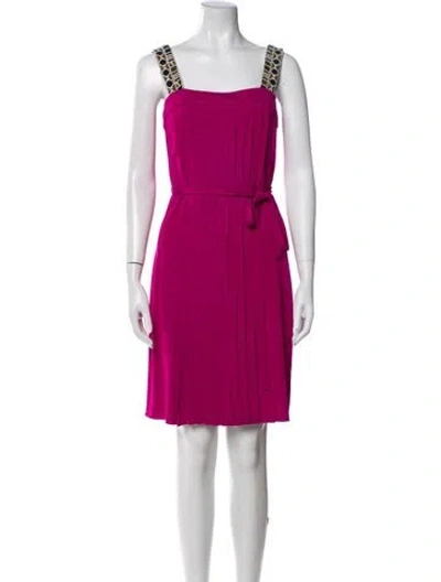 Pre-owned Tory Burch Square Neckline Mini Dress In Purple