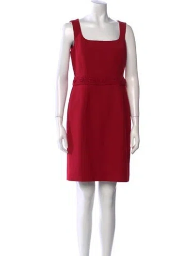 Pre-owned Tory Burch Square Neckline Mini Dress In Red