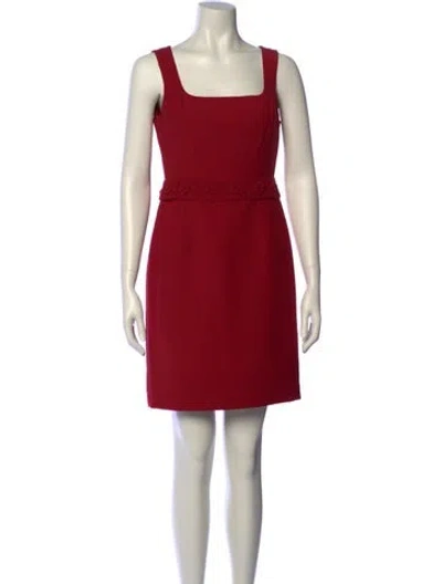 Pre-owned Tory Burch Square Neckline Mini Dress In Red
