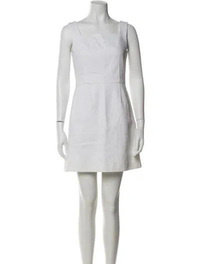 Pre-owned Tory Burch Square Neckline Mini Dress In White