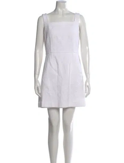 Pre-owned Tory Burch Square Neckline Mini Dress In White