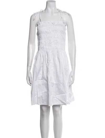 Pre-owned Tory Burch Square Neckline Mini Dress In White
