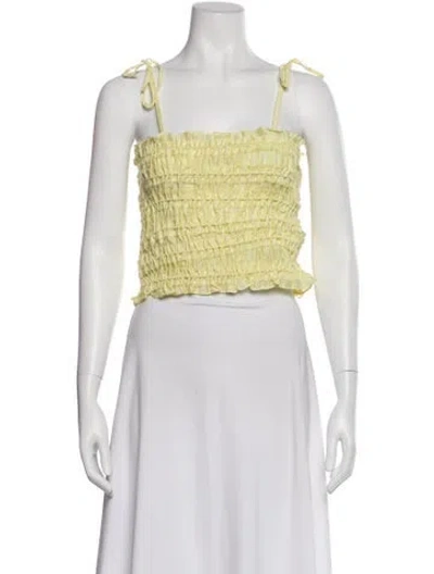 Pre-owned Tory Burch Square Neckline Sleeveless Crop Top In Yellow