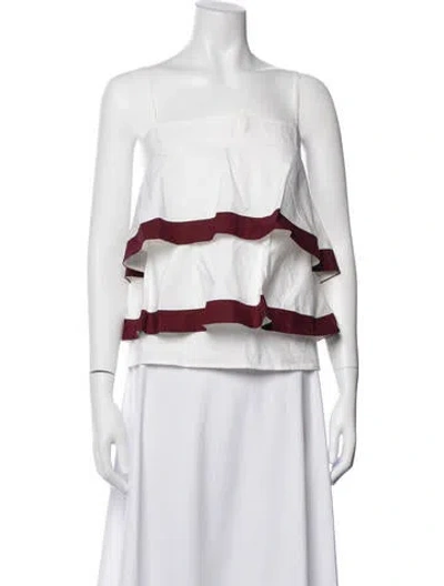 Pre-owned Tory Burch Square Neckline Sleeveless Top In White