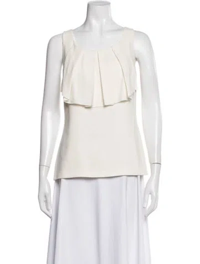 Pre-owned Tory Burch Square Neckline Sleeveless Top In White