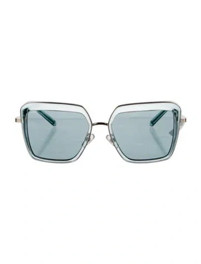 Pre-owned Tory Burch Square Tinted Sunglasses In Blue