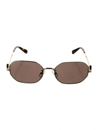 Pre-owned Tory Burch Square Tinted Sunglasses In Gold