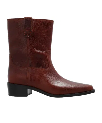 Tory Burch Square-toed Short Boots In Brown