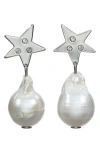 Tory Burch Star Cultured Pearl Drop Earrings In Multi