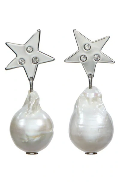 TORY BURCH TORY BURCH STAR CULTURED PEARL DROP EARRINGS
