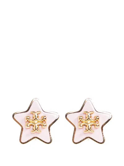 Tory Burch Star-logo Earrings In Pink