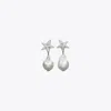 Tory Burch Star Cultured Pearl Drop Earrings In Tory Silver/pearl/crystal