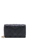 Tory Burch Stitched Leather Shoulder Bag With Embossed Logo