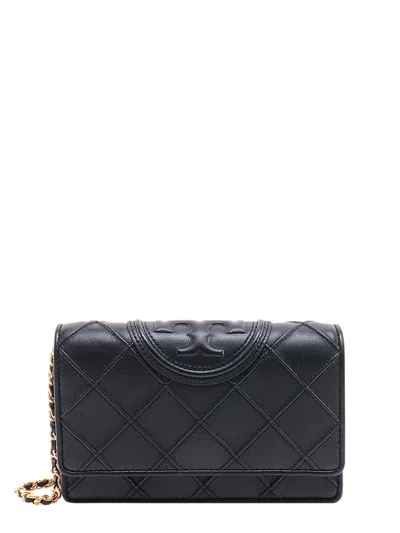 Tory Burch Stitched Leather Shoulder Bag With Embossed Logo