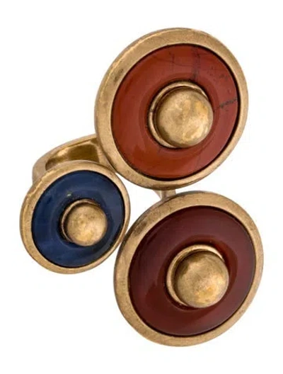 Pre-owned Tory Burch Stone 3 Circle Cocktail Ring In Multi