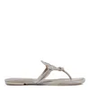 Tory Burch Stone Grey Leather Sandals In Gray