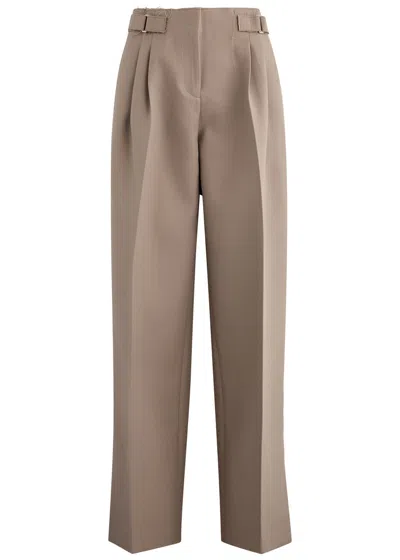 Tory Burch Straight-leg Stretch-wool Trousers In Taupe