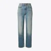 Tory Burch Straight Wide-leg Jean In Classic Vintage Blue Wash