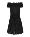 Tory Burch Off-shoulder Smocked Mini Dress In Black