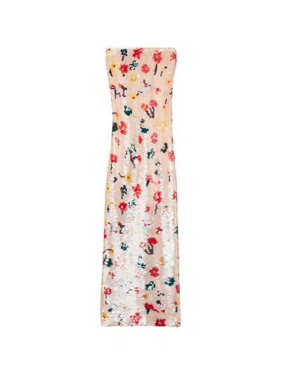 Tory Burch Strapless Sequin Dress In Pink