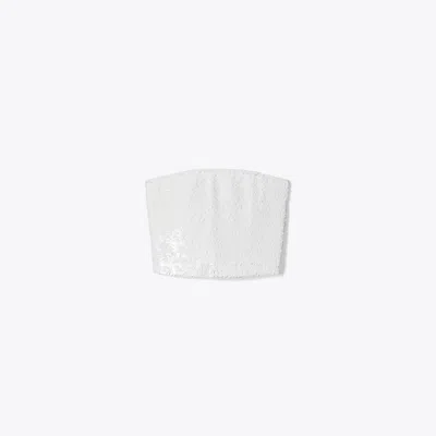 Tory Burch Strapless Sequins Mesh Top In White